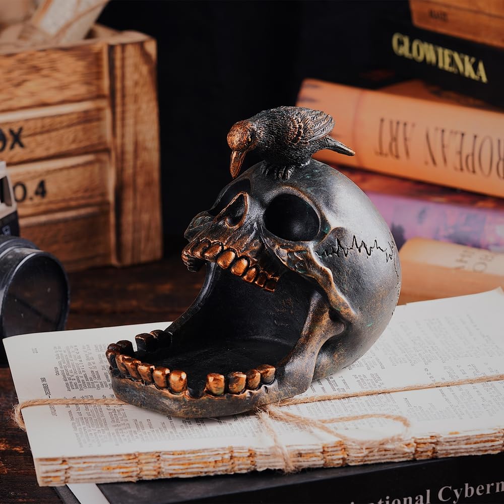 Amazon.com: Rustic Raven Home Ashtray - Gothic Skull Head Shaped